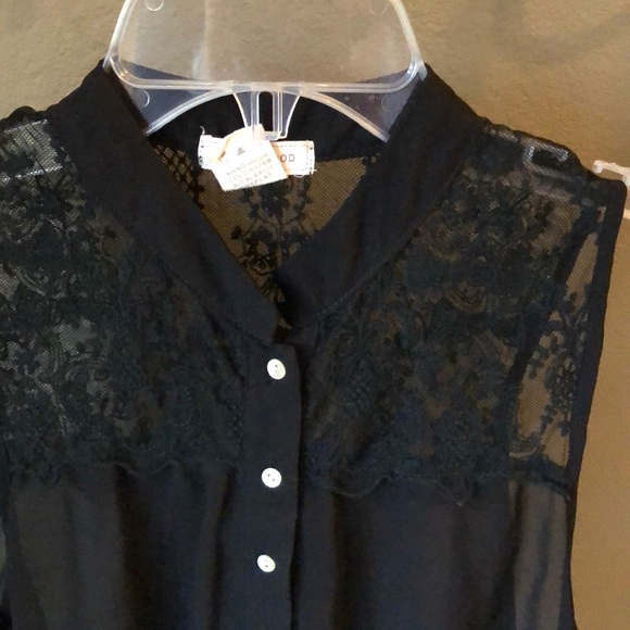 Sheer black front tie blouse - Picture 2 of 3
